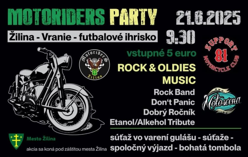 plagát k Motoriders party