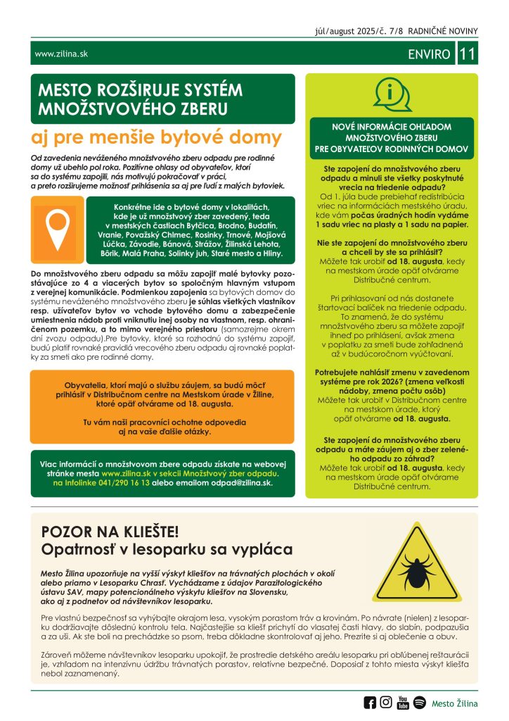 článok Mesto rozširuje systém množstvového zberu aj pre menšie bytové domy