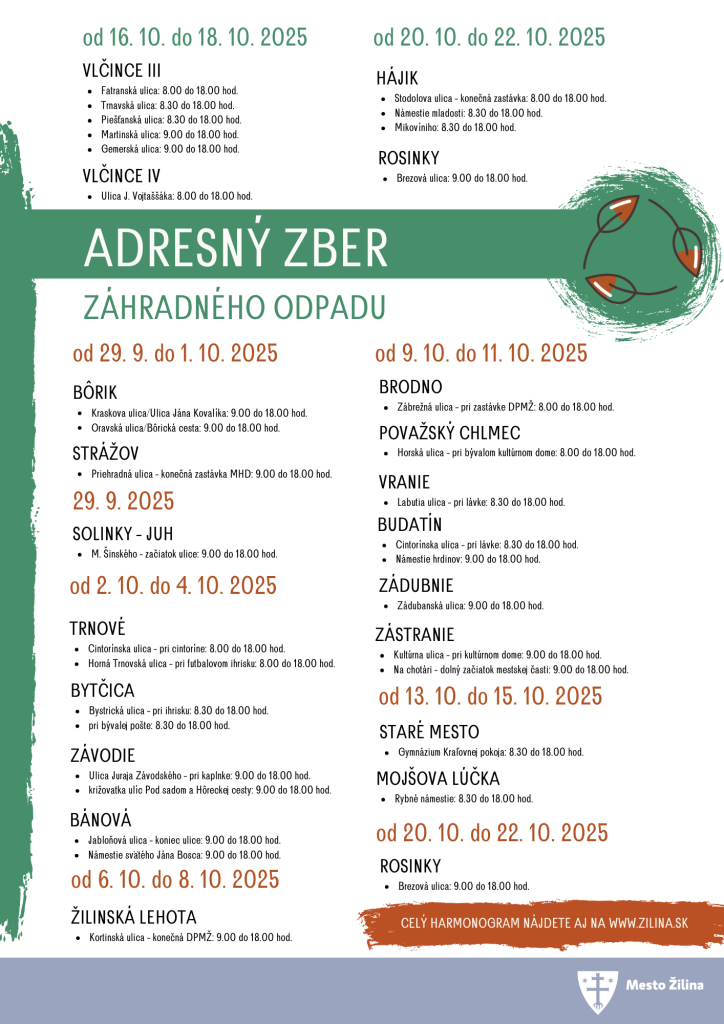 adresný zber záhradného odpadu