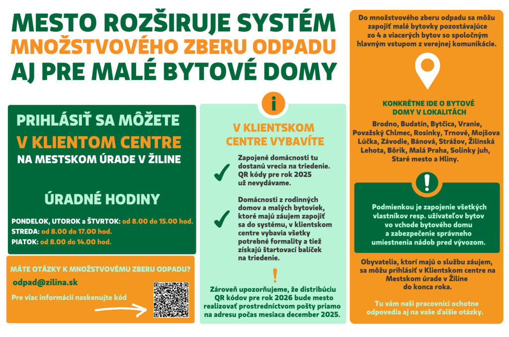 plagát k množstvovému zberu pre malé bytové domy