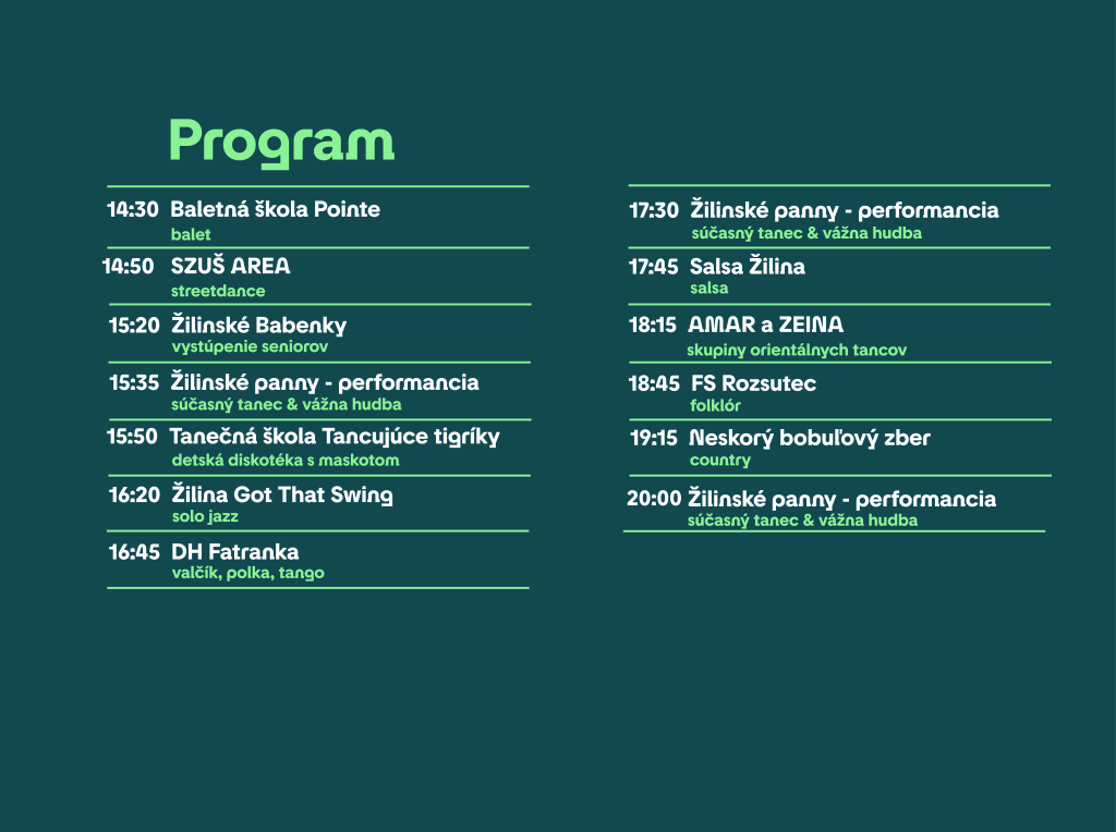 program Festivalu hudby a tanca